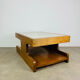 Brutalist coffee table made of solid wood from the 1970s.