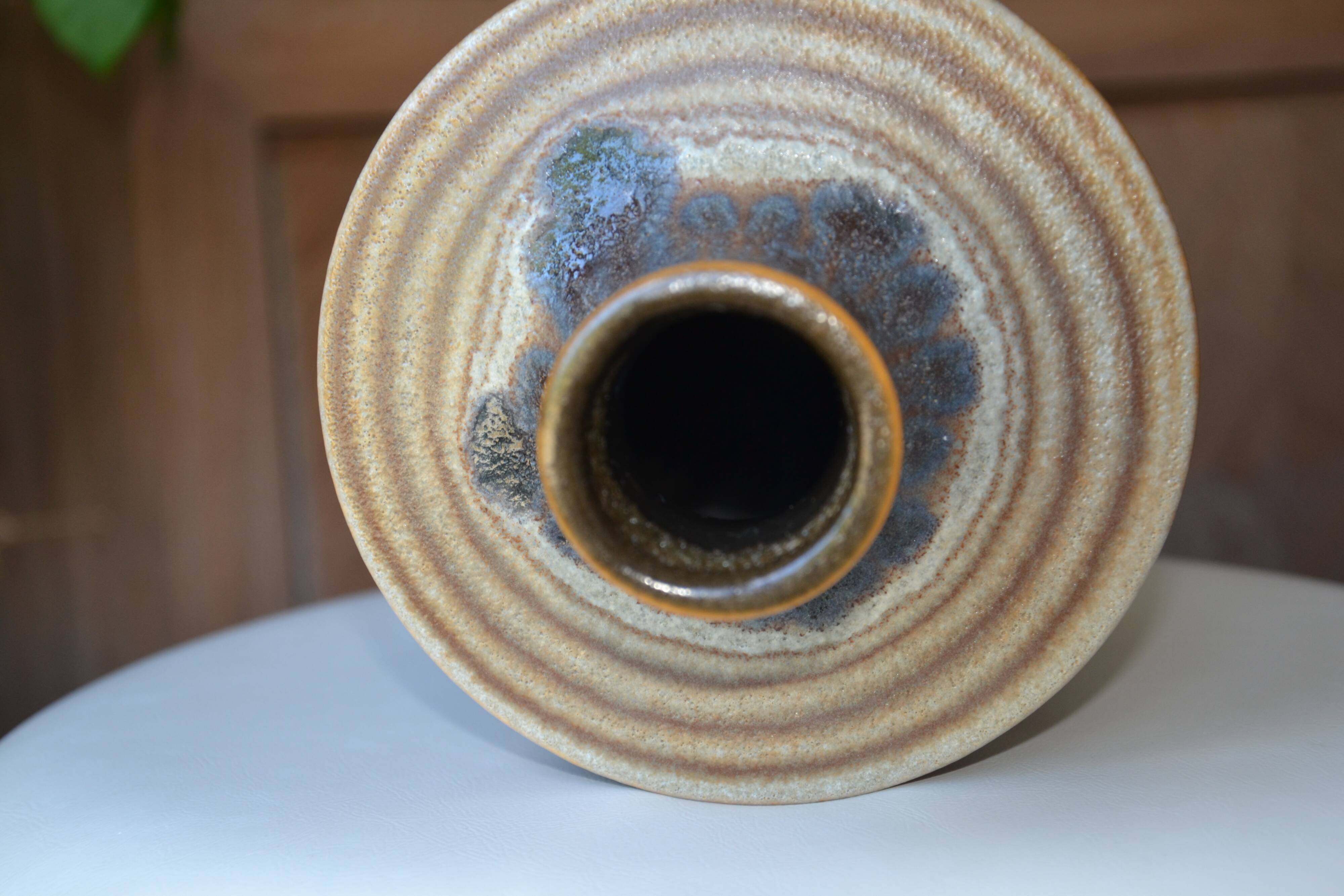 Original vintage flamed stoneware vase