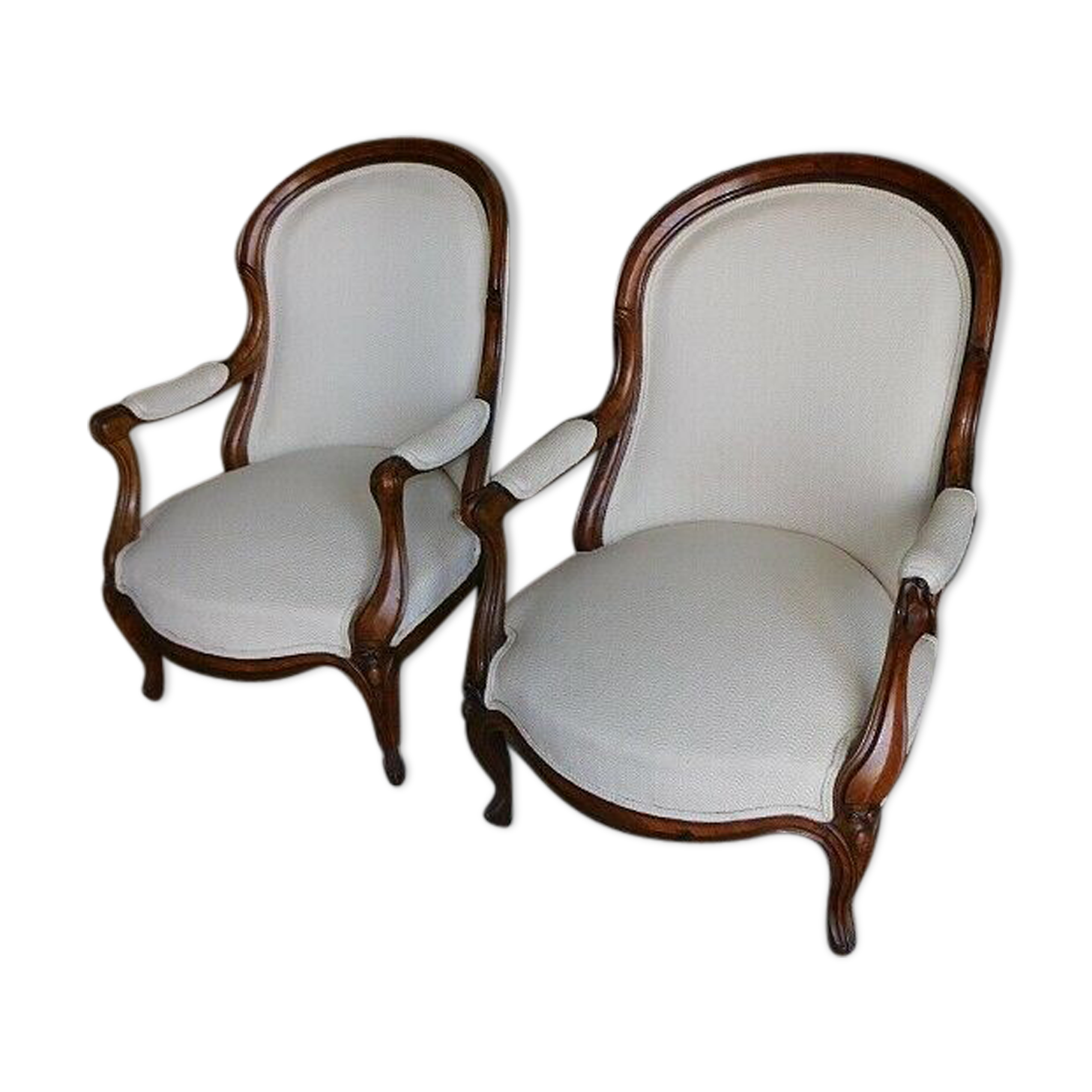 Pair of walnut armchairs mark from the 19th century