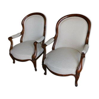 Pair of walnut armchairs mark from the 19th century