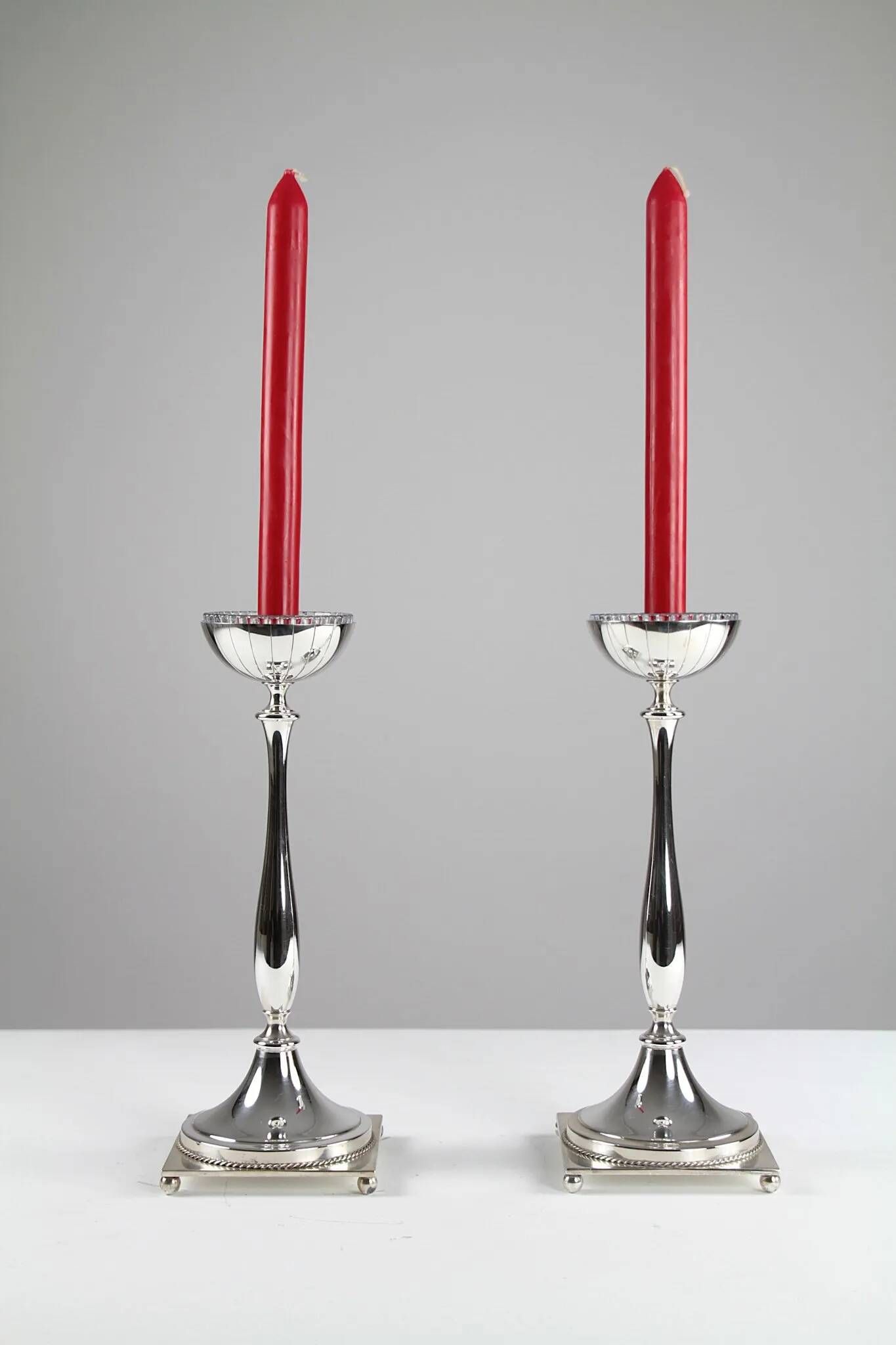Gunnar Ander for Ystad-Metall: Pair of “Nysilver” candle holders, 1960s