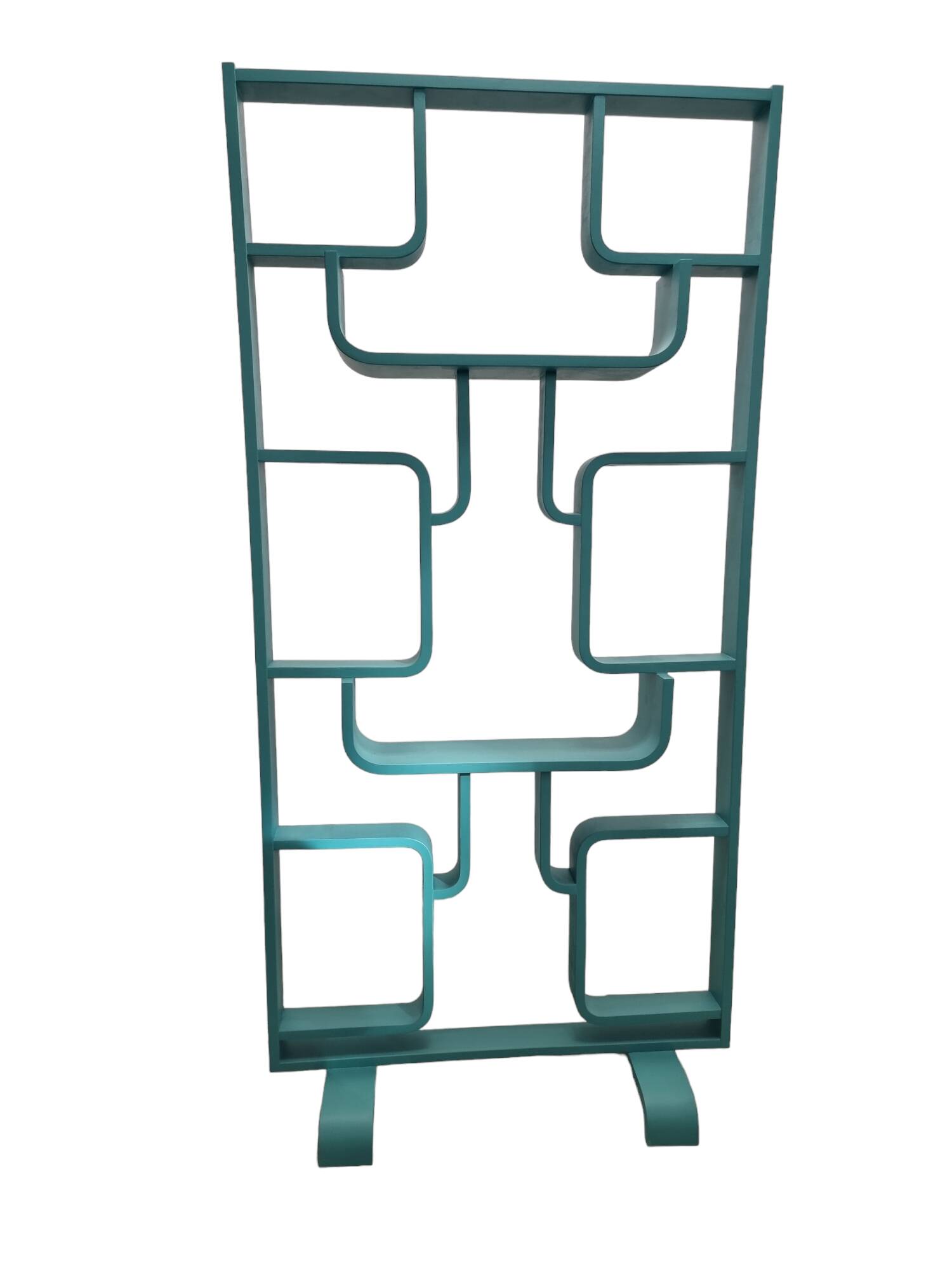 Mid-century room divider by Ludvik Volak in a deep turquoise colour, fully refurbished, Czech 1960s