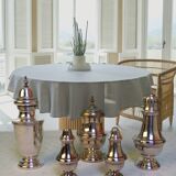 Silver metal condiment service