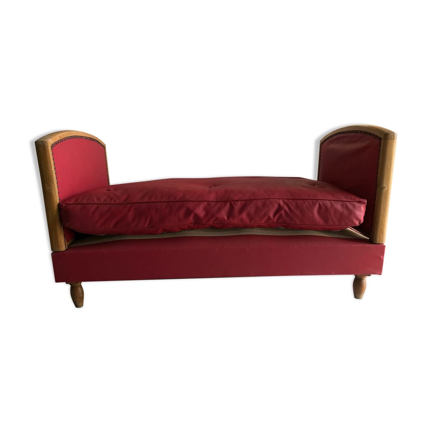 Vintage red padded bench