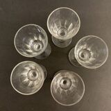 5 old glass glasses, model Cato de Saint Louis, XXth century
