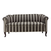 1950s, Danish 2-seater sofa, striped furniture wool, ash wood legs.