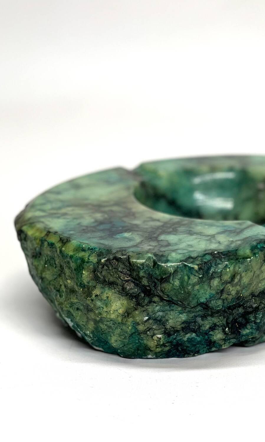 Cendrier vintage en albâtre turquoise, années 70