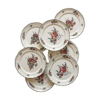 7 flat plates in vintage earthenware "Alt Strassburg" or "Vieux Strasbourg" Villeroy & Boch