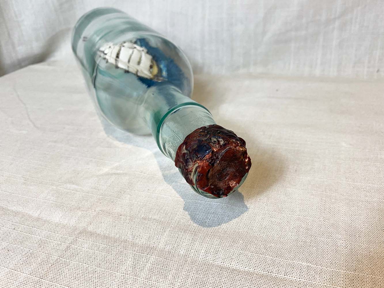 Model boat in glass bottle, 32 cm