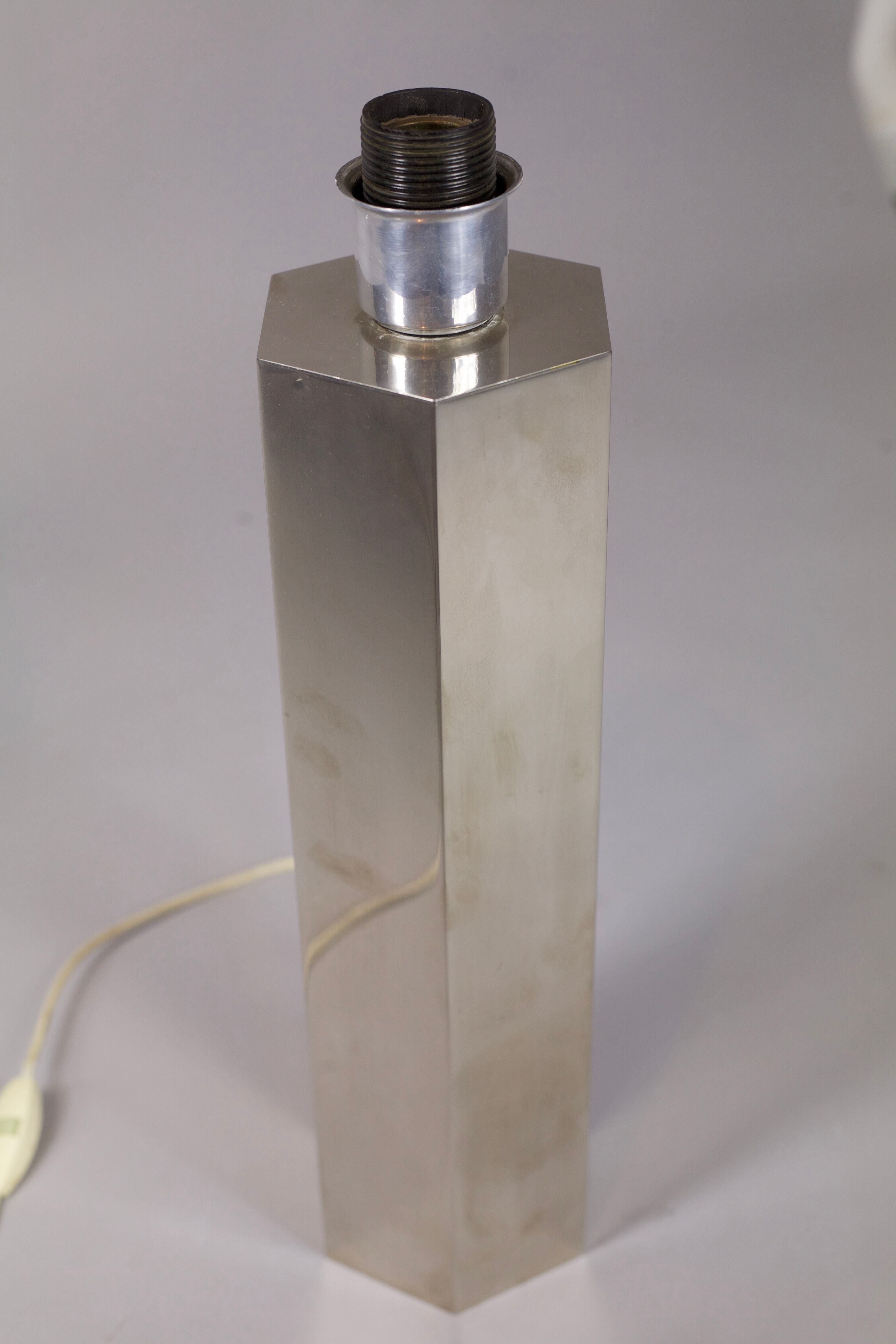 Hexagonal lamp in chromed steel France circa 1970