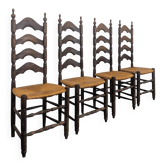Série de 4 chaises paillées en chêne