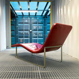B&B Italia red leather lounge chair by Jeffrey Bernett