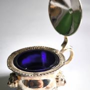 Caviar or cobalt blue condiment set from the first half of the 20th century.