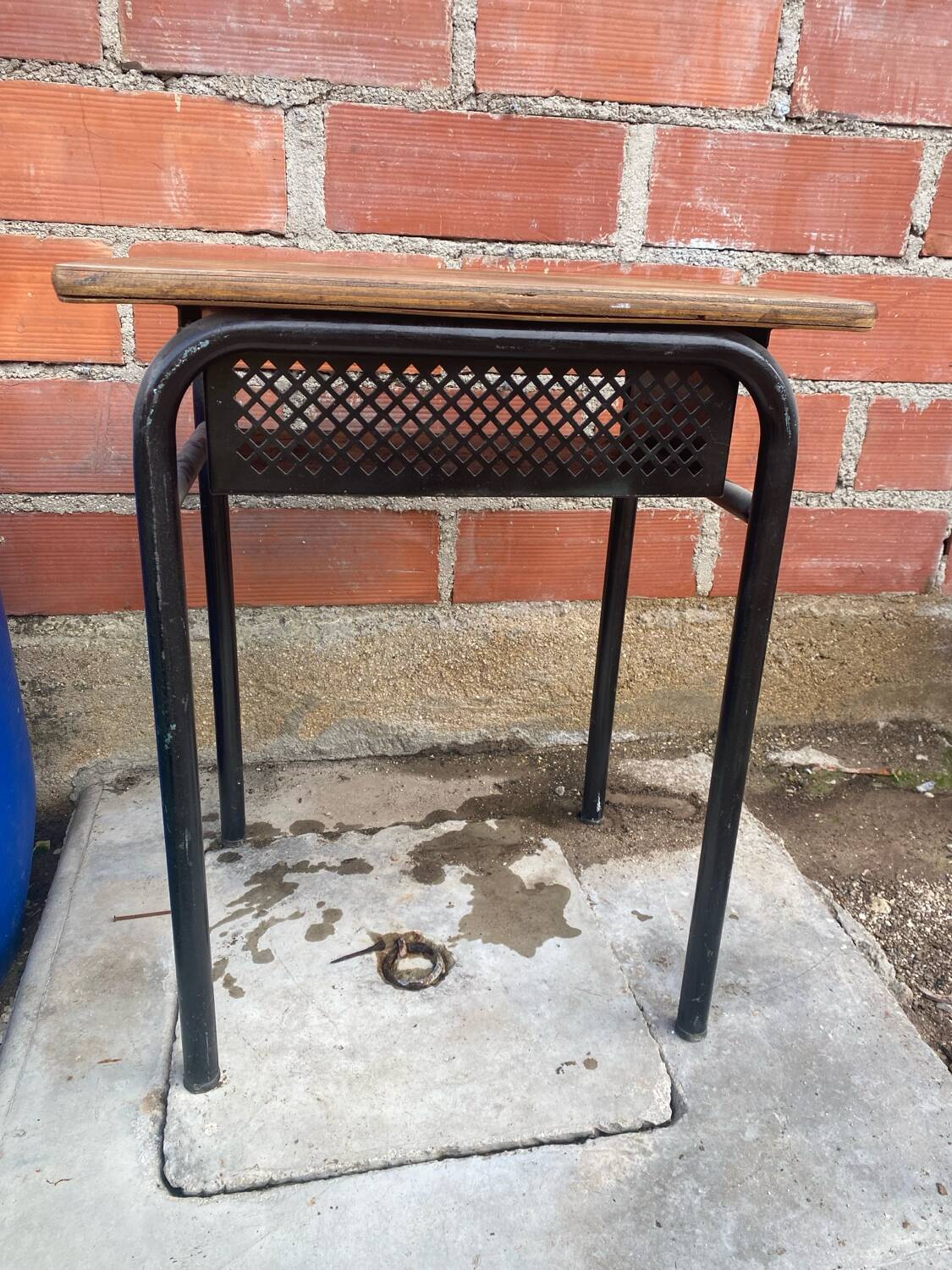 Old children's desk, metal and wood