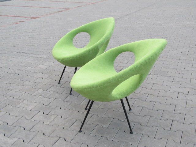 Beautiful and very rare pair of armchairs egg 50 60 year tear