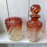 Baccarat crystal bottle and glass, bamboo model, 19th century.