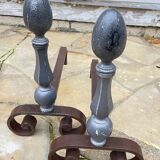 Pair of vintage geometric fire dogs