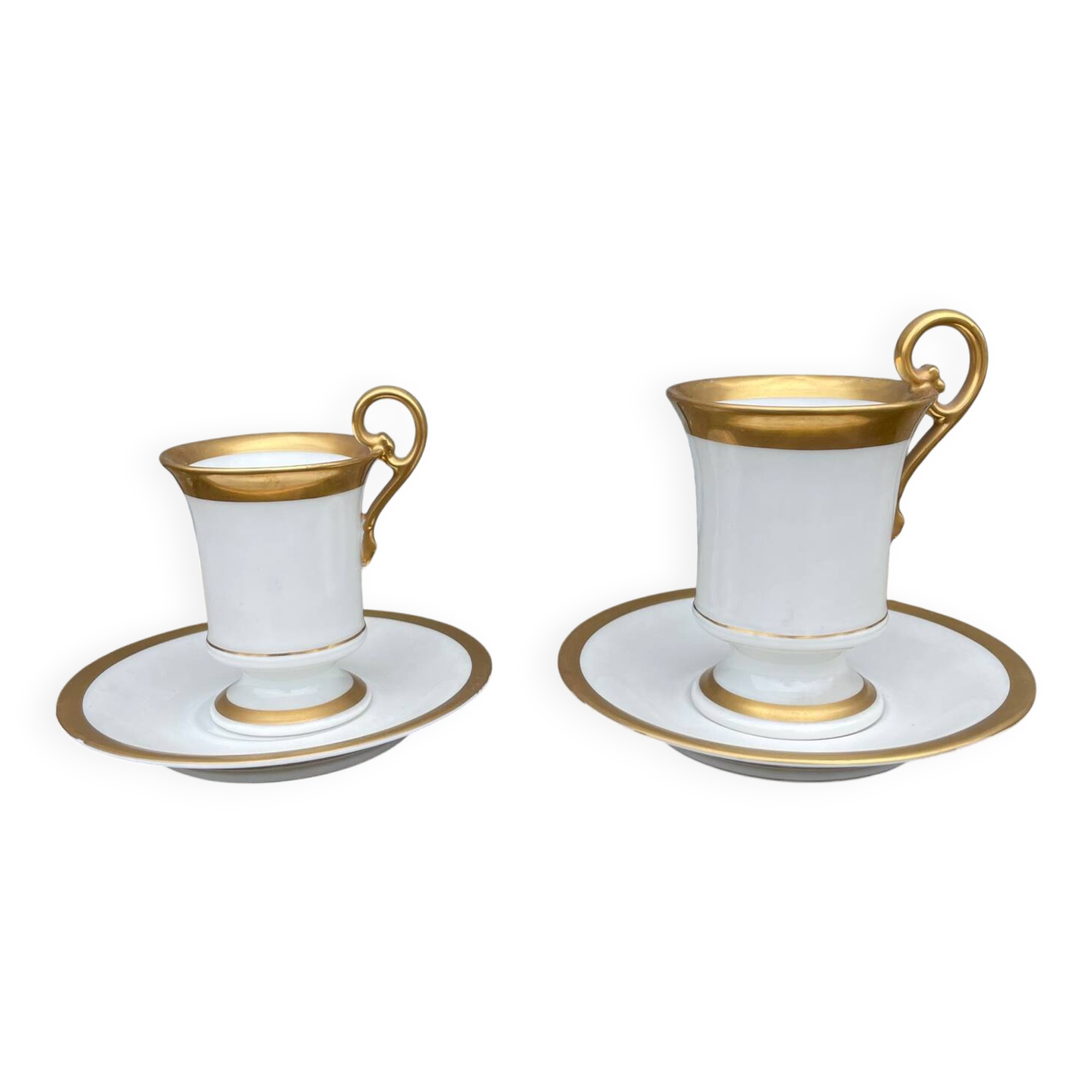 Two Limoges Porcelain Cups, White & Gold