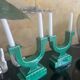 Set of 2 Art Deco candlesticks in green earthenware