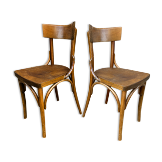 Pair of chairs bistro curved wood baumann