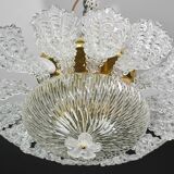 Lovely transparent Murano glass leaf ceiling light or chandelier, 1970s