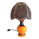 Orange ceramic lamp and brown canned lampshade by Pan Keramik / 60s-70s