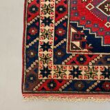 Turkish runner 475x97 cm tribal rug, red, beige, blue, vintage