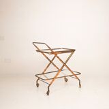 Cesare Lacca Cart in Faux Bamboo and Brass, 1950