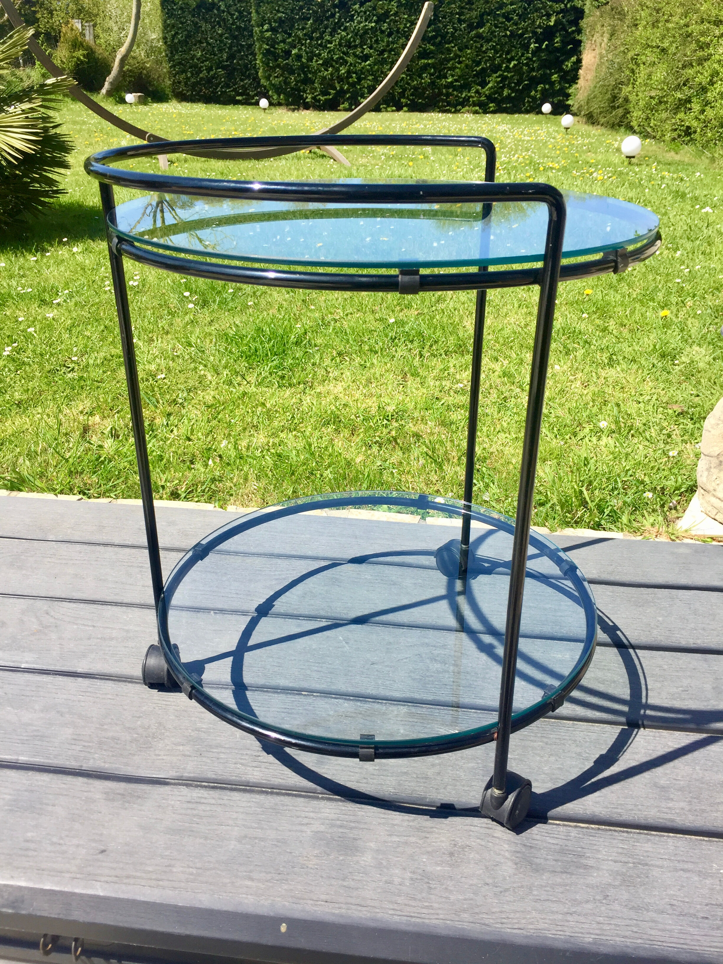 Vintage round service 70 glass trays