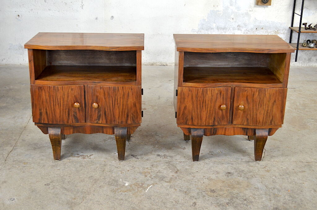 Art Deco bedsides walnut 1930 / 1940