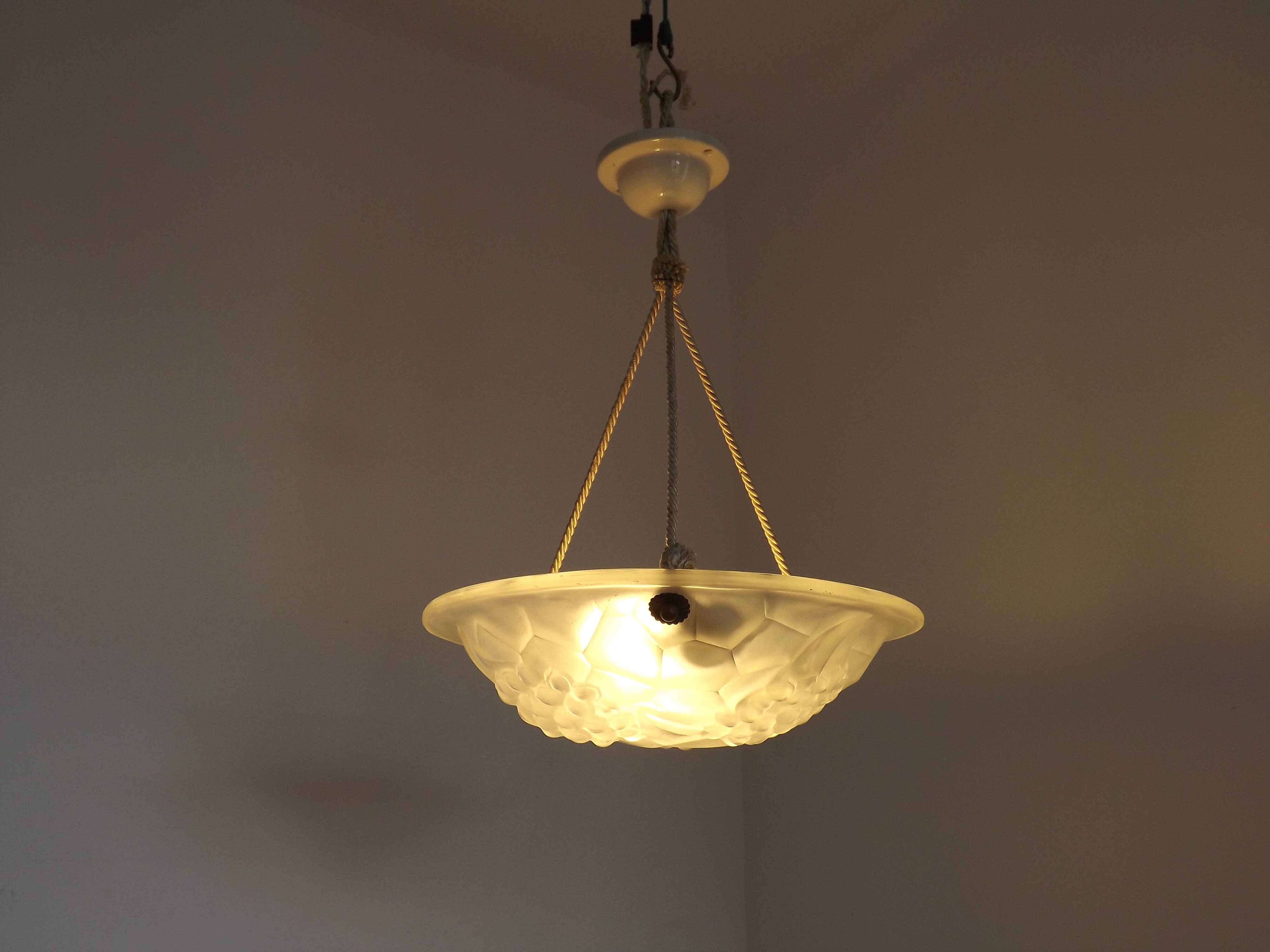 Elegant French Art Deco Plafonnier– Circa 1930 | Signed ROS / Degué