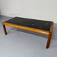 Ancienne table basse en bois et pierre fossil design Heinz Lilienthal 1980