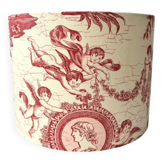 Abat-jour toile de jouy rouge