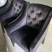 set of 8 upholstered dining chairs in black velvet