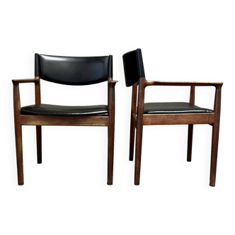 Duo de fauteuils design scandinave "Erik Worts" 1960.