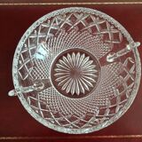Large crystal bowl with 2 handles, diameter 23 cm, height 9.6 cm