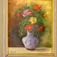 Original Swedish oil on panel "Flowers" by Regran - Vintage & Framed