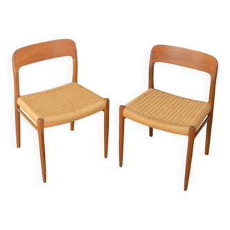Ensemble de chaises de salle à manger modèle 75 de Niels O. Møller, années 1950