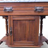 Antique Art Nouveau Dressing Table with Marble Top and Floral Ceramic Tiles
