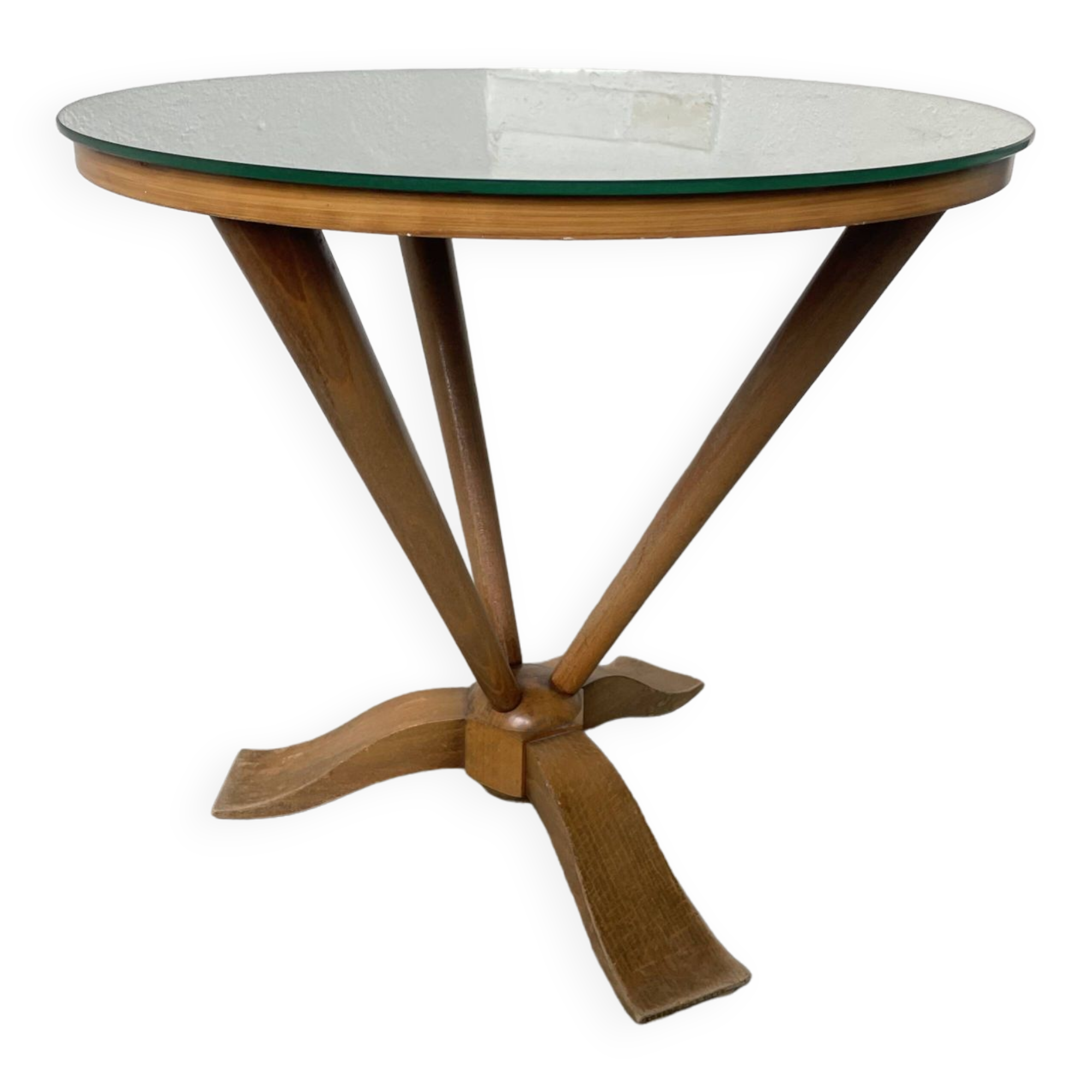 Art deco mirror pedestal table in walnut 1930