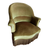Fauteuil crapaud en velours vert art déco