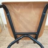 Series of 4 wooden and metal school chairs