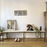 weathered school bench