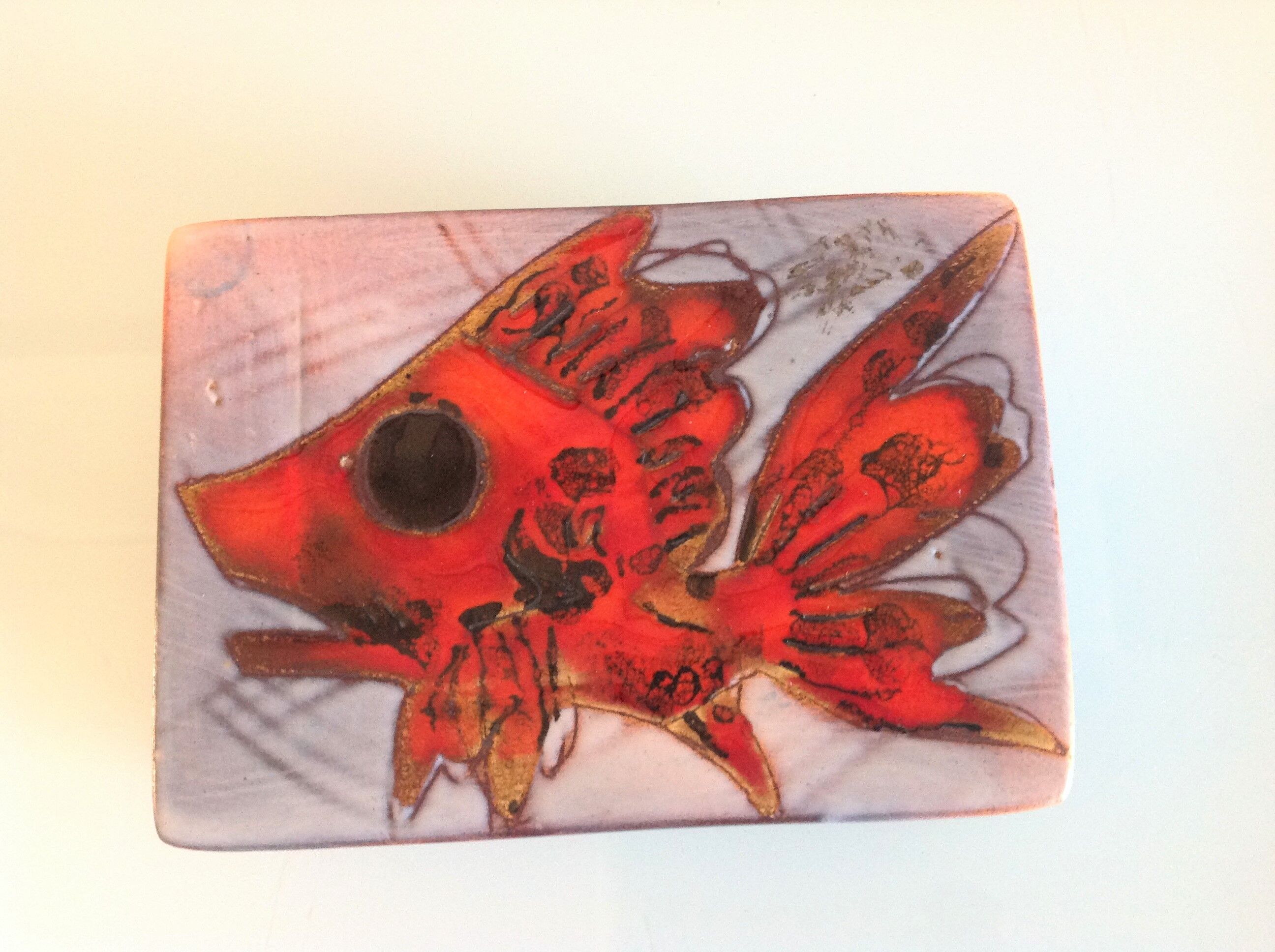 Box in red and gray ceramic of Vallauris / vintage years 60-70