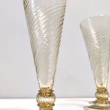 Set of Six Amber Murano Drinking Glasses by Vittorio Zecchin, Italy