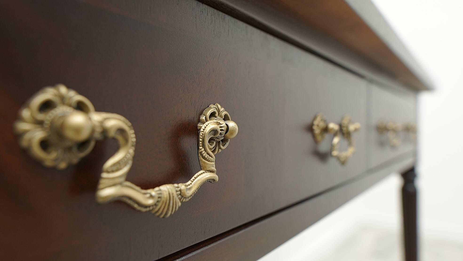 A desk with an English-style chair. After professional renovation.