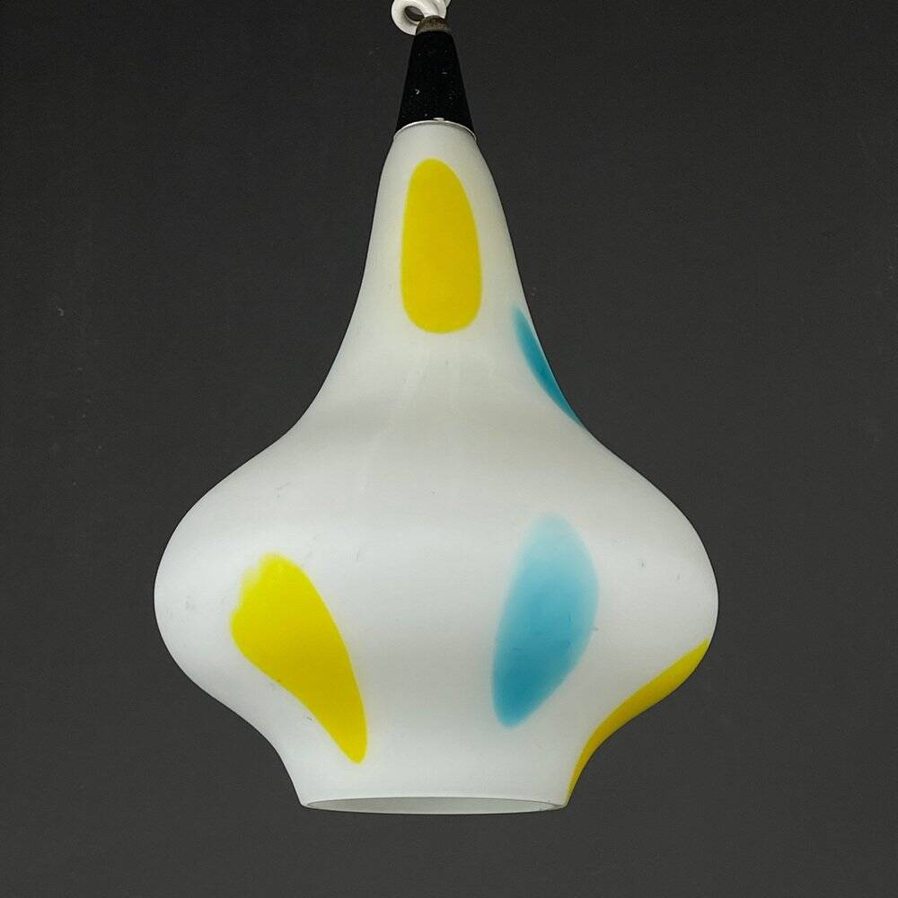 Mid-Century Multicoloured Opaline Glass Pendant Lamp by Stilnovo, Italy, 1950s