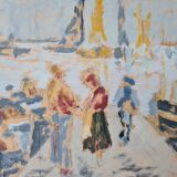 Fishing return - post-impressionist mixed technique
