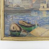 Aquarelle originale de Charles Bernard peintre Basque paysage marin, signée
