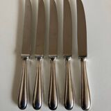 Set of 5 brasserie knives in silver display 1950